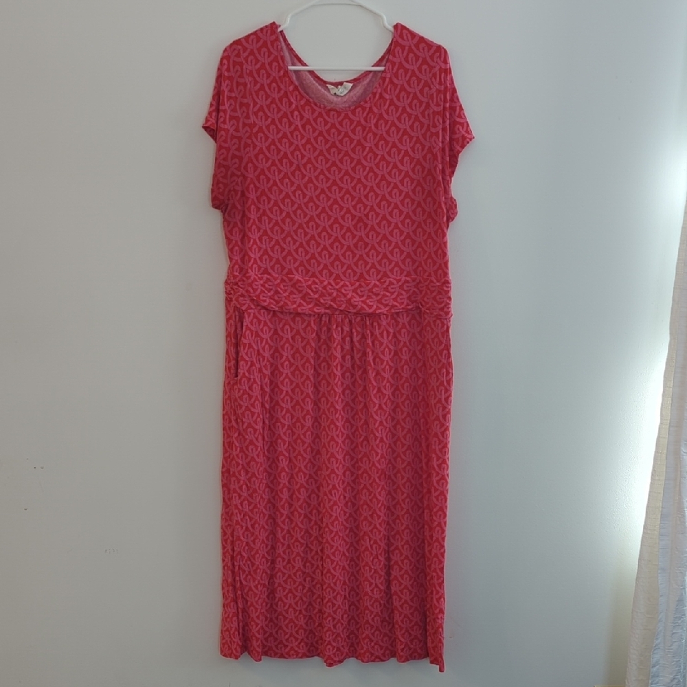 2/$40 - Boden Amelie Red and Pink Print Dress (US 20/22L)